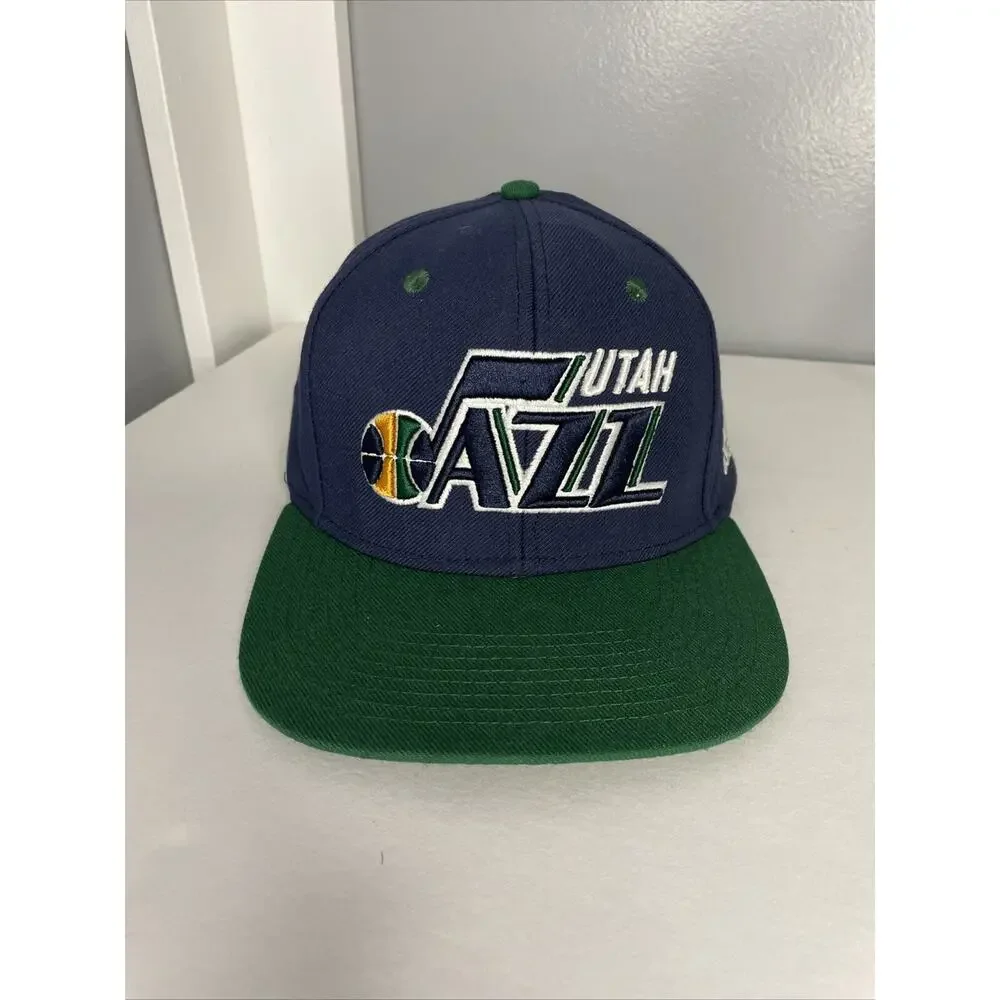 Adidas Utah Jazz Snap Back Hat Green Bill Blue Cap Embroidered Men’s